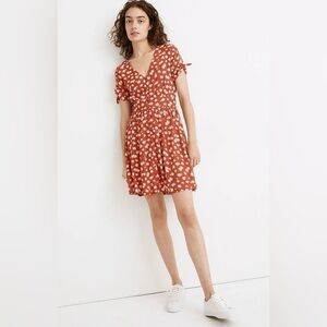 Madewell Button-Front  Tie-Sleeve Retro Dress , sz 00